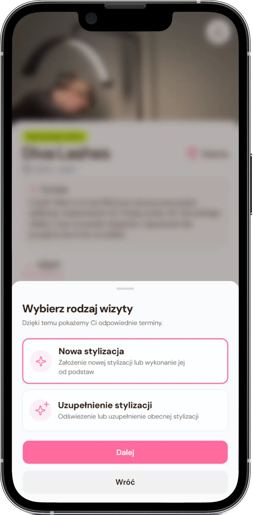 Wybór rodzaju wizyty w Calendi